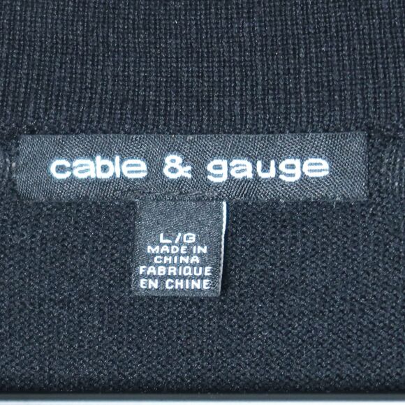 Cable &‎ Gauge Womens Open Front Cardigan Large Black Scalloped Cropped Office - Picture 3 of 10